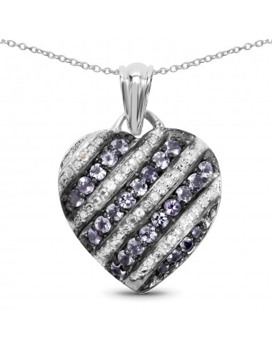 1.30 Carat Genuine Tanzanite and White Topaz .925 Sterling Silver Pendant vous aussi creer 