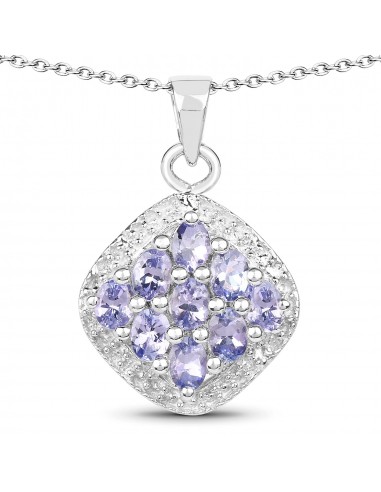 1.53 Carat Genuine Tanzanite .925 Sterling Silver Pendant Profitez des Offres !