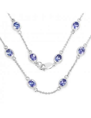 5.94 Carat Genuine Tanzanite .925 Sterling Silver Necklace Livraison rapide