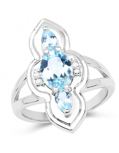 2.15 Carat Genuine Blue Topaz and White Diamond .925 Sterling Silver Ring sélection de produits