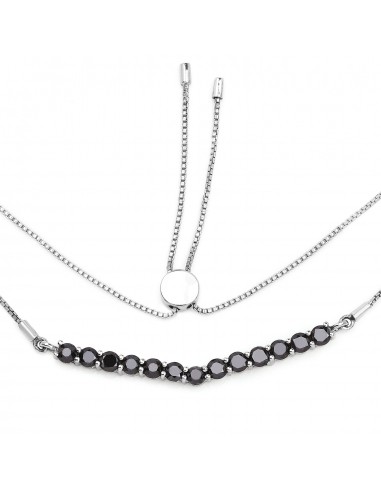 2.28 Carat Genuine Black Diamond .925 Sterling Silver Necklace pas cher