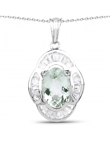 6.76 Carat Genuine Green Amethyst and White Topaz .925 Sterling Silver Pendant ouvre sa boutique