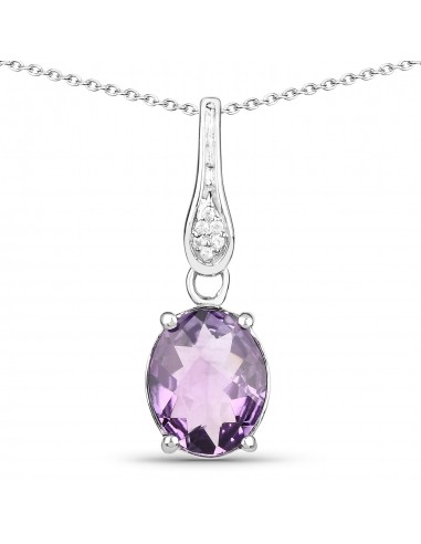 3.34 Carat Genuine Amethyst and White Sapphire .925 Sterling Silver Pendant prix pour 