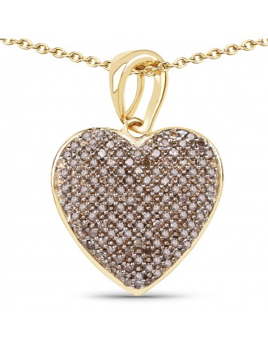 14K Yellow Gold Plated 0.68 Carat Genuine Champagne Diamond .925 Sterling Silver Heart Shape Pendant du meilleur 