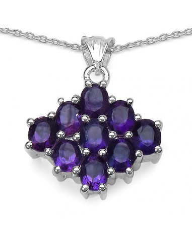 3.06 Carat Genuine Amethyst .925 Sterling Silver Pendant de votre