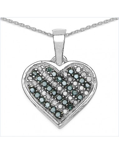 0.25 Carat Genuine Blue Diamond & White Diamond .925 Sterling Silver Pendant 50-70% off 