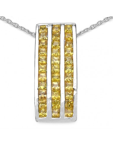 2.16 Carat Genuine Yellow Sapphire .925 Sterling Silver Pendant en ligne