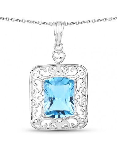 10.63 Carat Genuine Swiss Blue Topaz .925 Sterling Silver Pendant s'inspire de l'anatomie humaine