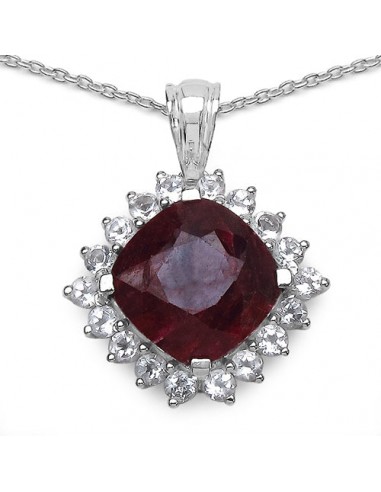 8.69 Carat Genuine Ruby & White Topaz .925 Sterling Silver Pendant shop