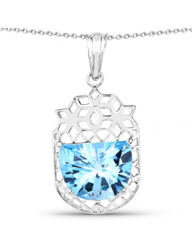 10.90 Carat Genuine Swiss Blue Topaz .925 Sterling Silver Pendant les ctes