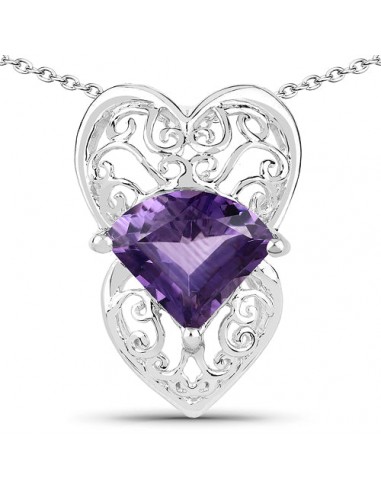 7.80 Carat Genuine Amethyst .925 Sterling Silver Pendant en stock