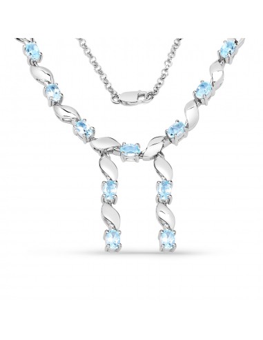 7.65 Carat Genuine Blue Topaz .925 Sterling Silver Necklace Pour