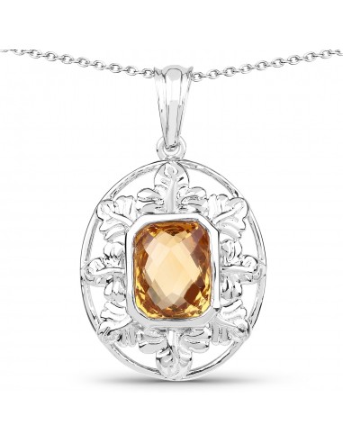 3.50 Carat Genuine Citrine .925 Sterling Silver Pendant Les magasins à Paris et en Île-de-France