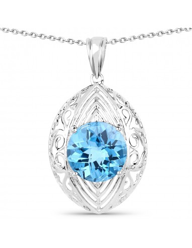 7.50 Carat Genuine Swiss Blue Topaz .925 Sterling Silver Pendant la chaussure