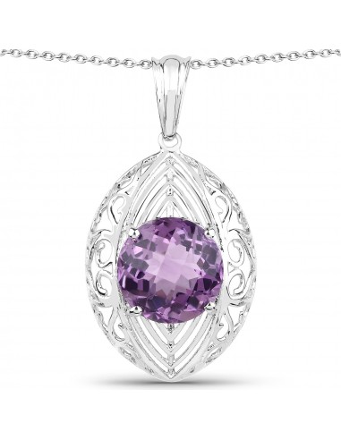 5.87 Carat Genuine Amethyst .925 Sterling Silver Pendant à prix réduit toute l'année