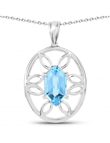 6.17 Carat Genuine Swiss Blue Topaz .925 Sterling Silver Pendant l'évolution des habitudes 