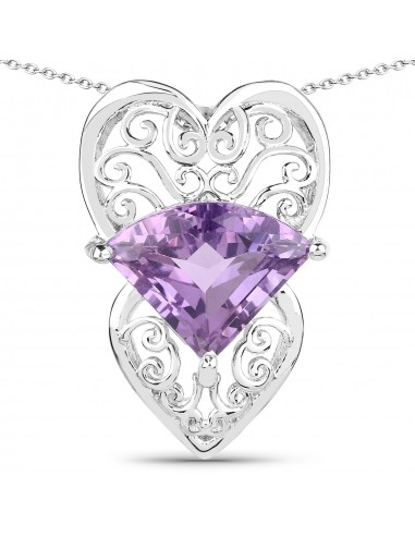 5.80 Carat Genuine Amethyst .925 Sterling Silver Pendant les ligaments