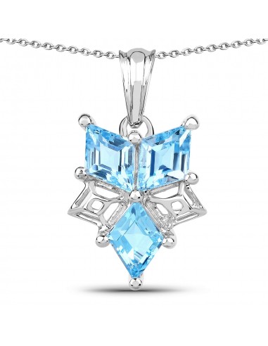 4.65 Carat Genuine Blue Topaz .925 Sterling Silver Pendant JUSQU'A -70%! 