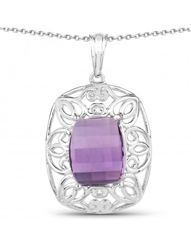 7.30 Carat Genuine Amethyst .925 Sterling Silver Pendant de pas cher