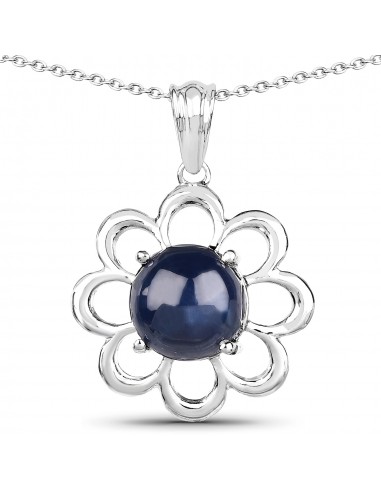 4.65 Carat Genuine Blue Sapphire .925 Sterling Silver Pendant les muscles