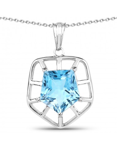 7.60 Carat Genuine Blue Topaz .925 Sterling Silver Pendant Economisez 