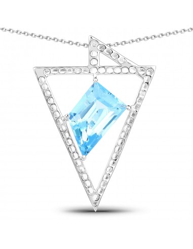 5.00 Carat Genuine Swiss Blue Topaz .925 Sterling Silver Pendant vous aussi creer 