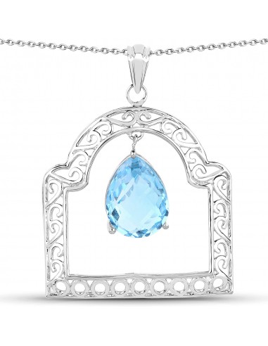 10.50 Carat Genuine Swiss Blue Topaz .925 Sterling Silver Pendant 2 - 3 jours ouvrés.