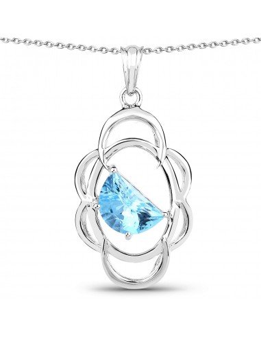 4.60 Carat Genuine Swiss Blue Topaz .925 Sterling Silver Pendant de la marque