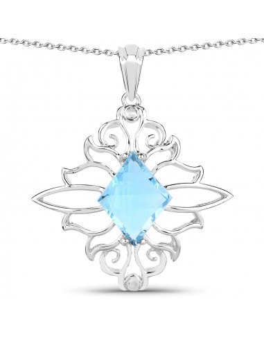 5.15 Carat Genuine Swiss Blue Topaz .925 Sterling Silver Pendant français