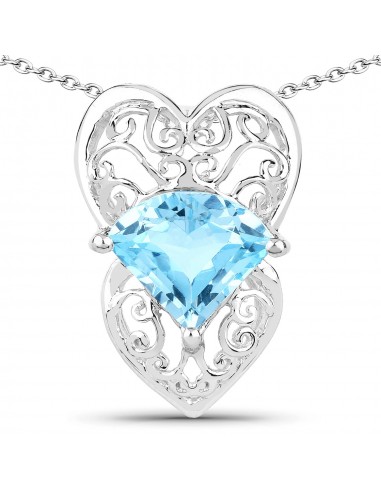 4.65 Carat Genuine Swiss Blue Topaz .925 Sterling Silver Pendant de technologie