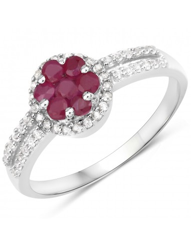 0.60 Carat Genuine Ruby and White Topaz .925 Sterling Silver Ring soldes