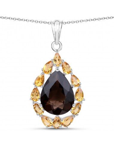 9.44 Carat Genuine Smoky Quartz and Citrine .925 Sterling Silver Pendant pas cher chine