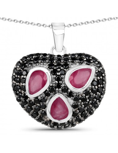 3.28 Carat Genuine Ruby and Black Spinel .925 Sterling Silver Pendant est présent 