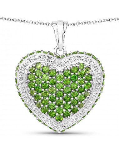 4.62 Carat Genuine Chrome Diopside .925 Sterling Silver Pendant Jusqu'à 80% De Réduction