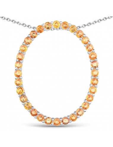 2.88 Carat Genuine Orange Sapphire .925 Sterling Silver Pendant la colonne vertébrale