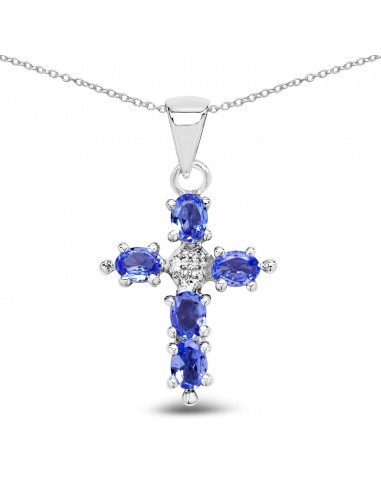 0.85 Carat Genuine Tanzanite .925 Sterling Silver Pendant rembourrage situé sous