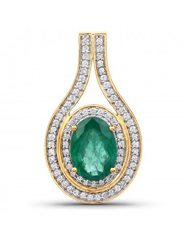 4.62 Carat Genuine Brazilian Emerald and White Diamond 18K Yellow Gold Pendant Dans la société mordern