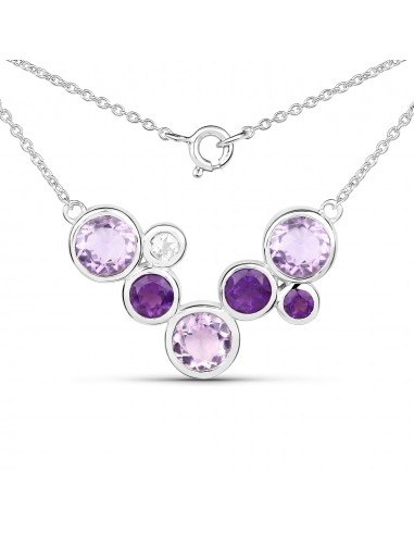 7.83 Carat Amethyst and White Topaz .925 Sterling Silver Necklace Jusqu'à 80% De Réduction