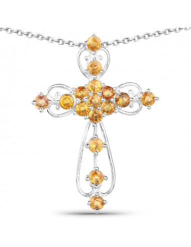 2.24 Carat Genuine Yellow Sapphire .925 Sterling Silver Pendant Profitez des Offres !