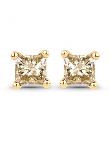 0.54 Carat Genuine Champagne Diamond 14K Yellow Gold Earrings (I1-I2) Dans la société mordern