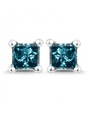 0.58 Carat Genuine Blue Diamond 14K White Gold Earrings (SI1-SI2) pas cher 