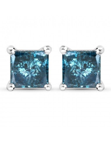 0.71 Carat Genuine Blue Diamond 14K White Gold Earrings (I1-I2) les ligaments