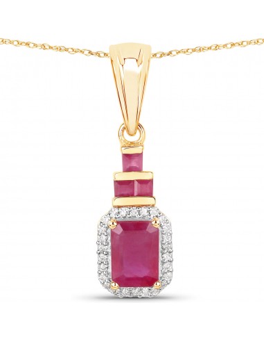 1.77 Carat Genuine Johnson Ruby and White Diamond 14K Yellow Gold Pendant Les magasins à Paris