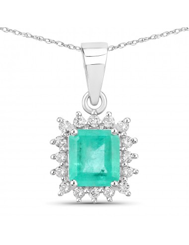 1.18 Carat Genuine Colombian Emerald and White Diamond 14K White Gold Pendant Voir les baskets