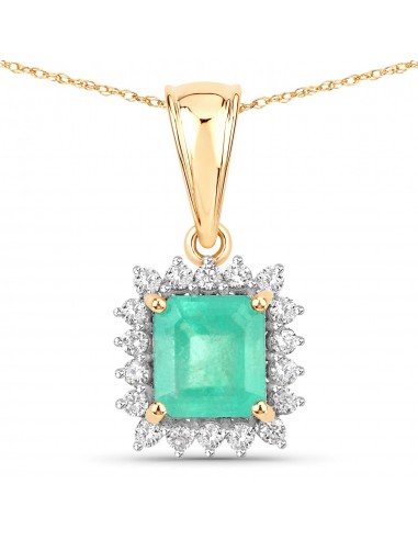 1.49 Carat Genuine Colombian Emerald and White Diamond 14K Yellow Gold Pendant store