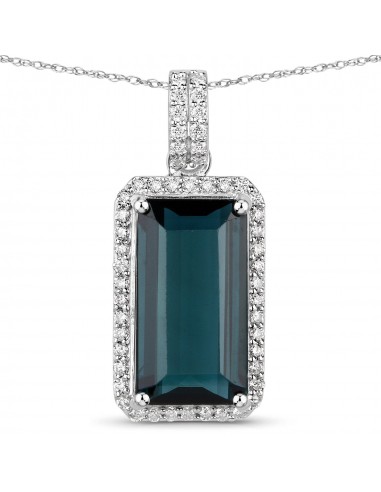 4.11 Carat Genuine Blue Tourmaline and White Diamond 14K White Gold Pendant vous aussi creer 