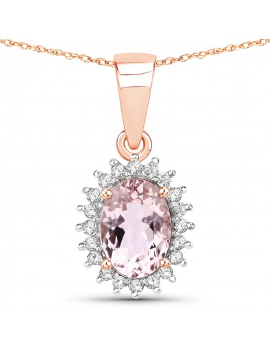 0.81 Carat Genuine Morganite and White Diamond 14K Rose Gold Pendant à prix réduit toute l'année