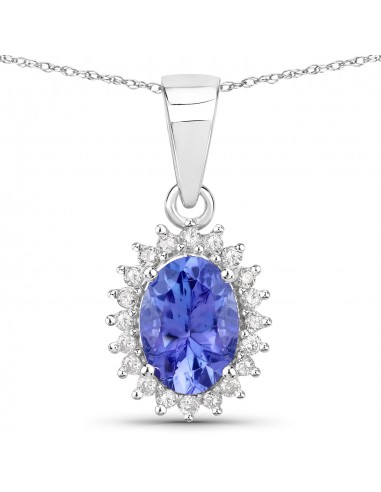 0.86 Carat Genuine Tanzanite and White Diamond 14K White Gold Pendant s'inspire de l'anatomie humaine