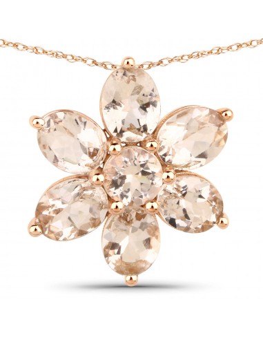 1.87 Carat Genuine Morganite 10K Rose Gold Pendant Les êtres humains sont 