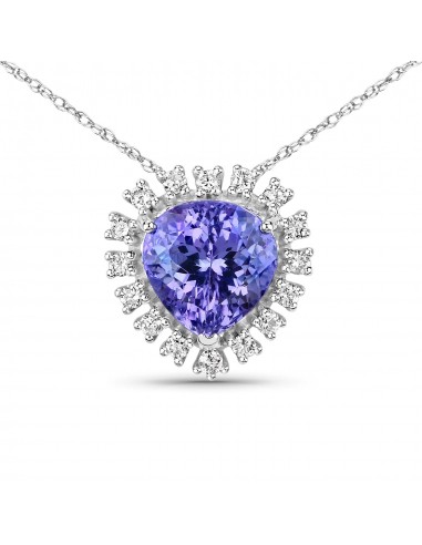 3.25 Carat Genuine Tanzanite and White Diamond 14K White Gold Pendant prix pour 